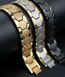 economico -bracciale esagonale in acciaio inossidabile da uomo – moderno cinturino color oro per occasioni casual e formali