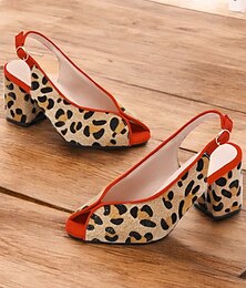 olcso -női leopárdmintás peep-toe slingback sarok piros díszítéssel és blokksarokkal retro stílusú bulikhoz és estélyi ruhákhoz