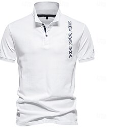 billige -Herre Strikk polo Business Polo Formell Arbeid Aftæpning Kortermet Geometrisk Knapper Sommer Svart Hvit Blå Grå Strikk polo