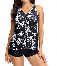 abordables -Femme Maillots de Bain 2 pièces Jambe de garçon Maillot de bain Dos Nu Mince Vacances Tenues de plage Graphic camouflage Col V Sans Manches Maillots de bain
