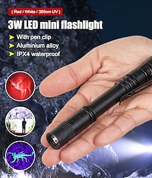 abordables -Linterna ultravioleta multifunción de 6 piezas, linternas de luz negra para exteriores a prueba de agua y caminos con función de iluminación, violeta 3,2 V 3 W para patio de camping en piscina