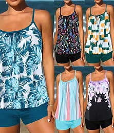 abordables -Femme Tankini Maillot De Bain Deux Pièces Maillots de Bain Maillots de Bain Noir Bleu Respirable Séchage rapide Poids Léger Sans Manches - Natation Surf Plage Eté Printemps Grande Taille