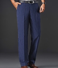 economico -Per uomo pantaloni della tuta Pantaloni Pantaloni da completo Tasche Righe Gamba dritta Liscio Traspirante Resistente alle rughe Lunghezza intera Formale Matrimonio Feste Di tendenza Classico Nero