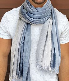 abordables -Bufanda de algodón ombré ligera para hombre: accesorio de moda informal para primavera, otoño y atuendos cotidianos