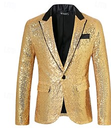 billiga -Herr Kavaj Smoking Prestanda Företag Cocktailfest Mode Ledigt Vår & Höst Polyester Slät Knappar Ficka Bekväm Enkelknäppt Blazer Silver Svart Rubinrött Kungsblå