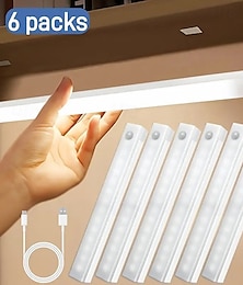 levne -6 kusů osvětlení pod skříňky, LED světla na skříňky s pohybovým senzorem, dobíjecí přes USB, noční čtecí světla do šatní skříně, kuchyně, na schody a do knihovny 20/30 cm