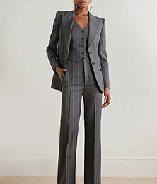 economico -Completo 3 Pezzi Set Madre della Sposa Tuxedo Ospite di Matrimonio Elegante Giacca Collo Lunghezza Caviglia Righe Lunghe con Bottoni Colore Solido 2025