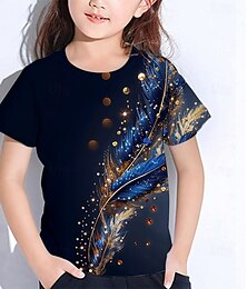 economico -Da ragazza 3D Pop art Piume maglietta T-shirt Manica corta Estate Primavera Di tendenza Essenziale Bambino 4-12 anni Girocollo Esterno Informale Giornaliero Standard