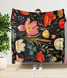 economico -coperta floreale vintage super morbida, novità coperte in flanella calda coperta stampata in 3d per tutte le stagioni