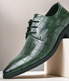 preiswerte -Grüne Oxford-Schuhe aus Kunstleder mit Krokodilmuster für Herren – stilvolle Schnürschuhe für formelle Anlässe, Business und Hochzeiten