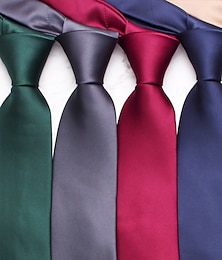 abordables -Corbata de satén de color liso para hombre: corbata formal clásica para negocios, bodas y eventos especiales