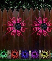 זול -תאורת קיר led סולרית 7 שינויי צבע למדרגות סיפון ערוץ חצר תאורה דקורטיבית חיצונית עמיד למים מנורת נוף סולארית 2 יחידות