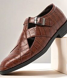 economico -sandali da uomo in similpelle con motivo coccodrillo marrone – eleganti scarpe formali traspiranti per matrimoni e feste estive
