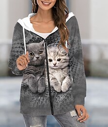 abordables -Sudadera con capucha y cremallera de gran tamaño para mujer, sudadera con capucha deportiva informal con cordón y cremallera en el bolsillo frontal, sudadera deportiva activa, sudadera con capucha de