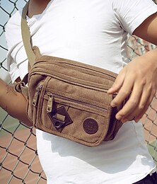 abordables -sac à bandoulière en toile durable pour homme avec plusieurs poches – sac à bandoulière d'extérieur décontracté pour les voyages, la randonnée et l'utilisation quotidienne noir vert armée marron