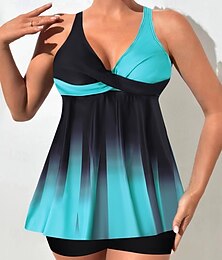 abordables -Femme Tankini Maillot De Bain Deux Pièces Col en V Maillots de Bain Maillots de Bain Noir Blanche Respirable Séchage rapide Poids Léger Sans Manches - Natation Surf Plage Eté Printemps Grande Taille