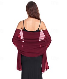 お買い得  -女性用ショールラップ、ウェディングイブニングシフォンソフトショール、ウェディングゲスト用ブライダルスカーフ