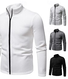 economico -Per uomo Giacca Leggera Giacca Estiva Giacca Casual Vacanza Quotidiano Caldo Tasca Autunno & Inverno Semplice Moda Classico Collo alla coreana Regolare Nero Bianco Grigio chiaro Grigio scuro Giacca