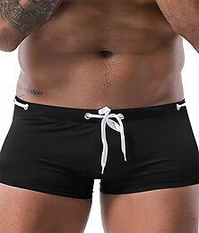 billiga -Herr Badshorts Badkläder Underdelar Snörning Simmning Surfing Strand Vattensport Solid färg Sommar Vår