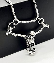 abordables -Collar con colgante de esqueleto gótico: cadena de aleación estilo punk para hombres y mujeres, perfecto para Halloween, cosplay y moda alternativa