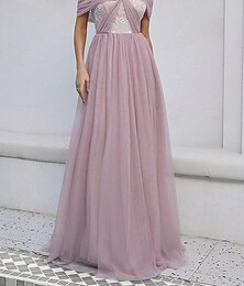 economico -Linea-A Vestito da damigella Senza spalline Senza maniche Elegante Lungo Nylon con Spacco sul davanti 2022
