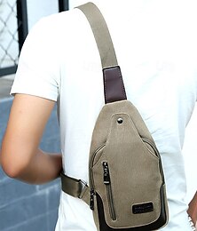 abordables -sac bandoulière en toile pour homme - sac à dos à bandoulière durable avec poches zippées, style décontracté pour les voyages, la randonnée et l'utilisation quotidienne noir vert armée bleu