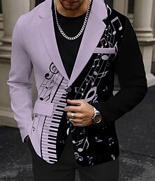economico -Per uomo Note Musicali Manica Lunga Collo ripiegato Affari Casual Abbigliamento da sera Quotidiano Bottoni Stampato Multi-tasche
