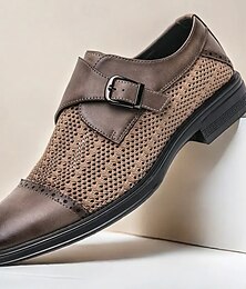 levne -pánské prodyšné boty s páskem ze síťoviny a umělé kůže - lehké společenské společenské boty pro letní akce a kancelářské oblečení