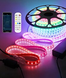 economico -Striscia luminosa a LED RGB IC intelligente da 16-100 piedi - luci di inseguimento multicolori impermeabili con sincronizzazione app e musica per camera da letto e esterno