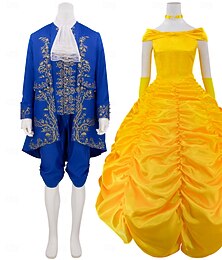 abordables -Prince Adam Princesse Belle Halloween Tenues Costumes & Blazers Robe de Bal La Belle et la Bête Couples Costume de Carnaval Cosplay Adulte Homme Femmes Halloween Carnaval Performance Soirée