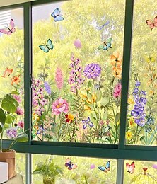 voordelige -Bloemboeket raamsticker kleurrijke lente muursticker raamdecoratie dubbelzijdig, afwasbaar, herbruikbaar, perfect voor thuis &kantoorinrichting
