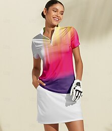 billiga -Dam Vandringspolotröja Rosa Kortärmad Överdelar Golfkläder för damer Kläder Outfits Bär kläder