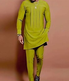 economico -Per uomo loungewear Camicia da notte Completi 1 set Liscio Moda Comoda Interni Giornaliero Poliestere Traspirante Girocollo Manica lunga Primavera Autunno Verde