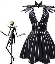 halpa -Painajainen ennen joulua Jack Skellington Mekot Asu Seksikäs puku Elokuva-cosplay for Naisten Aikuisten Halloween Karnevaali Juhla Klubi