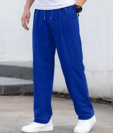 economico -Per uomo Pantaloni Pantaloni della tuta a gamba dritta Pantaloni con pieghe Tasche A cordoncino Vita elastica Liscio Comfort Traspirante Esterno Giornaliero Per uscire Di tendenza Informale Nero