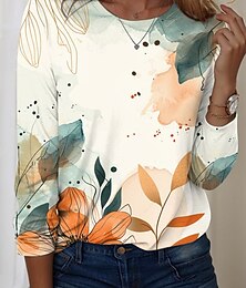 economico -Per donna Maglietta Floreale Grafico Casual Manica Lunga Girocollo Top Regolari Quotidiano Stampato Giallo Primavera Autunno