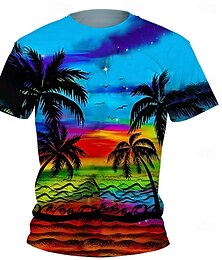 economico -Da ragazzo 3D Pop art Albero di cocco maglietta T-shirt Manica corta Estate Primavera Di tendenza Essenziale Bambino 4-12 anni Girocollo Esterno Informale Giornaliero Standard