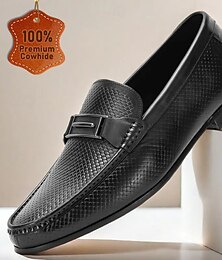 ieftine -mocasini pentru bărbați din piele texturată neagră – 100% piele de vacă premium, cu design clasic cu slip-on, pentru ținute de afaceri și formale