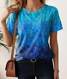 economico -Per donna Maglietta Floreale Casual Manica Corta Girocollo Top Regolari Quotidiano Stampato Nero Bianco Verde chiaro Blu Viola Estate