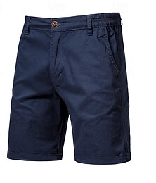 preiswerte -Herren Cargo-Hosen Tasche Knöpfe Einfarbig Außenbereich Atmungsaktiv Kurz Outdoor Party Geschäft Einfach Klassicher Stil Schwarz Weiß Mikroelastisch