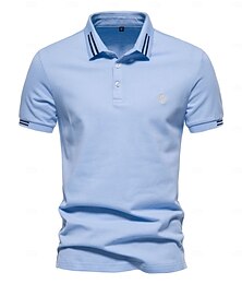 preiswerte -Herren Polo Strick-Polopullover Arbeit Geschäft Umlegekragen Kurzarm Modern Formell Gestreift Knöpfe Sommer Normale Passform Weiß Marineblau Blau Armeegrün Dunkelgray Polo