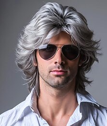 economico -parrucche mullet da uomo per costumi anni '70 e '80, accessorio di personalità per feste di Halloween parrucca per capelli cosplay