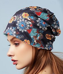 abordables -Gorro holgado con estampado floral para mujer: ligero, suave y transpirable para uso informal y actividades al aire libre.