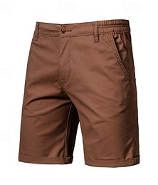 abordables -Hombre Pantalones cargo Botones Bolsillo Color sólido Transpirable Al Aire Libre Corto Exterior Fiesta Negocio Sencillo Estilo clásico Negro Blanco Microelástico