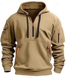 abordables -Hombre Sudadera Sudadera con capucha y cremallera de un cuarto Negro Azul Marino Caqui Gris Claro Con Capucha Plano Bolsillo Deporte Diario Festivos Ropa de calle Básico Casual Primavera & Otoño Ropa