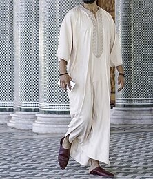 economico -Per uomo loungewear Camicia da notte Liscio Moda Comoda Oversize Interni Giornaliero Poliestere Traspirante A V Mezza manica Primavera Beige
