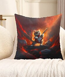 economico -cuscini decorativi copridivano 1 pz gatto chitarra morbido quadrato cuscino divano federa per camera da letto soggiorno divano sedia primavera estate festa