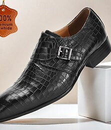 levne -pánské černé boty s krokodýlím koženým řemínkem – prémiová hovězí kůže, formální styl pro podnikání a zvláštní příležitosti