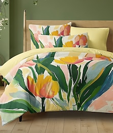 billige -100% bomull floral tropisk serie dynetrekk 3-delt sett for sommer myk hudvennlig langvarig