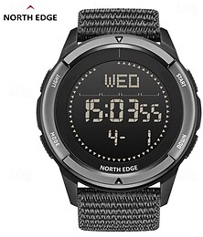 abordables -Montre numérique pour hommes NORTH EDGE Montre de sport en plein air Compas Chronomètre Réveil Date Montre à bracelet en nylon